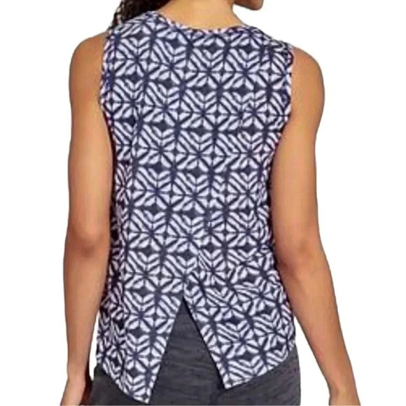 Athleta - Breezy Bella Split Back Tank Blue Geometric Ikat Print - Size Small - Picture 1 of 9
